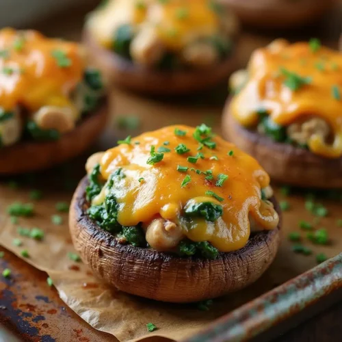 Ground Chicken and Spinach Stuffed Mushrooms
