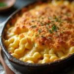 Cheesy smoked mac with a crispy crust